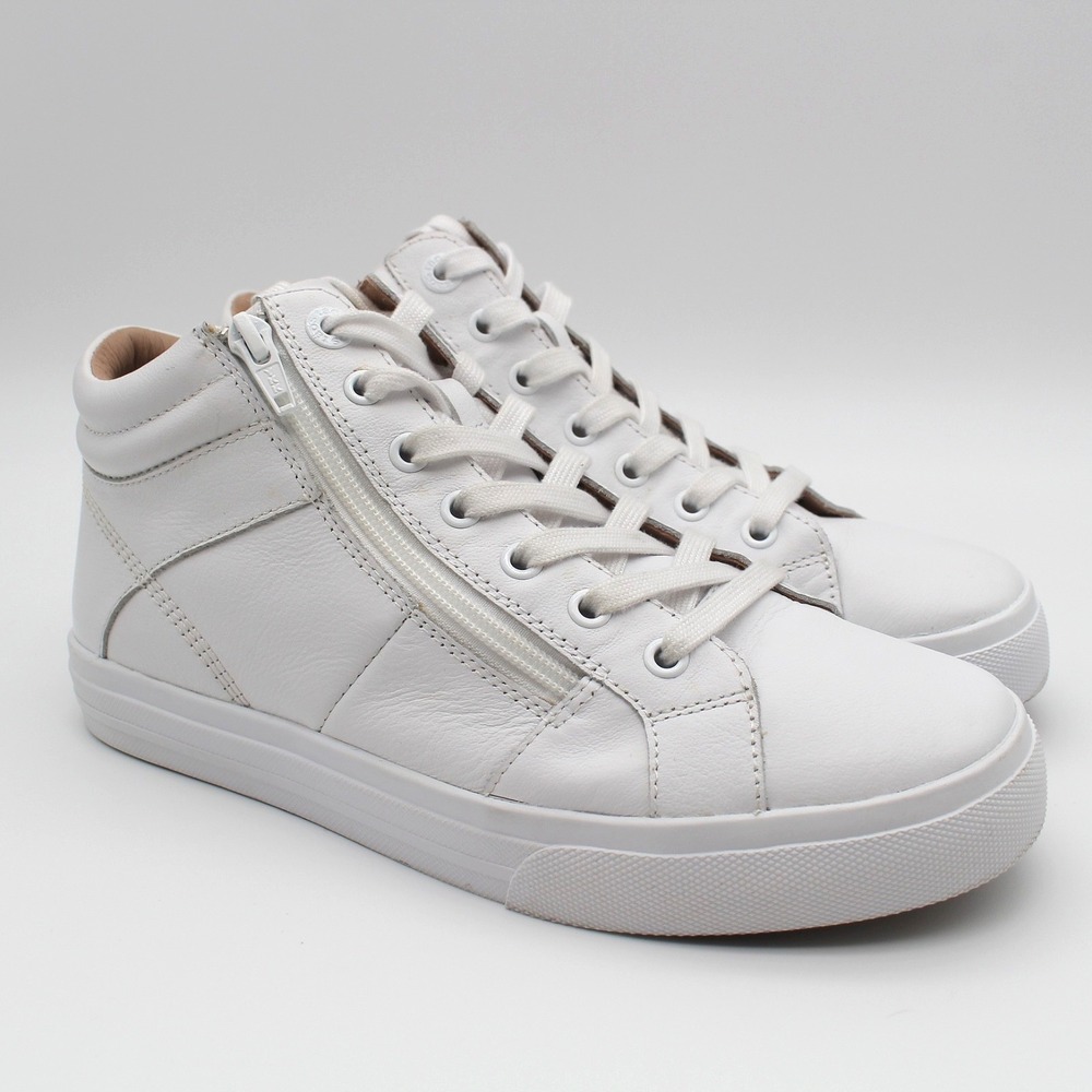 Taos Winner High Top Sneakers Womens Size 8.5 White Leather Lace Up Zip Up Shoes